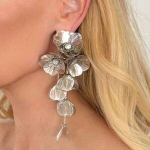 Zara Silver Waterfall Drop Earrings Kate Middleton Famous Earrings